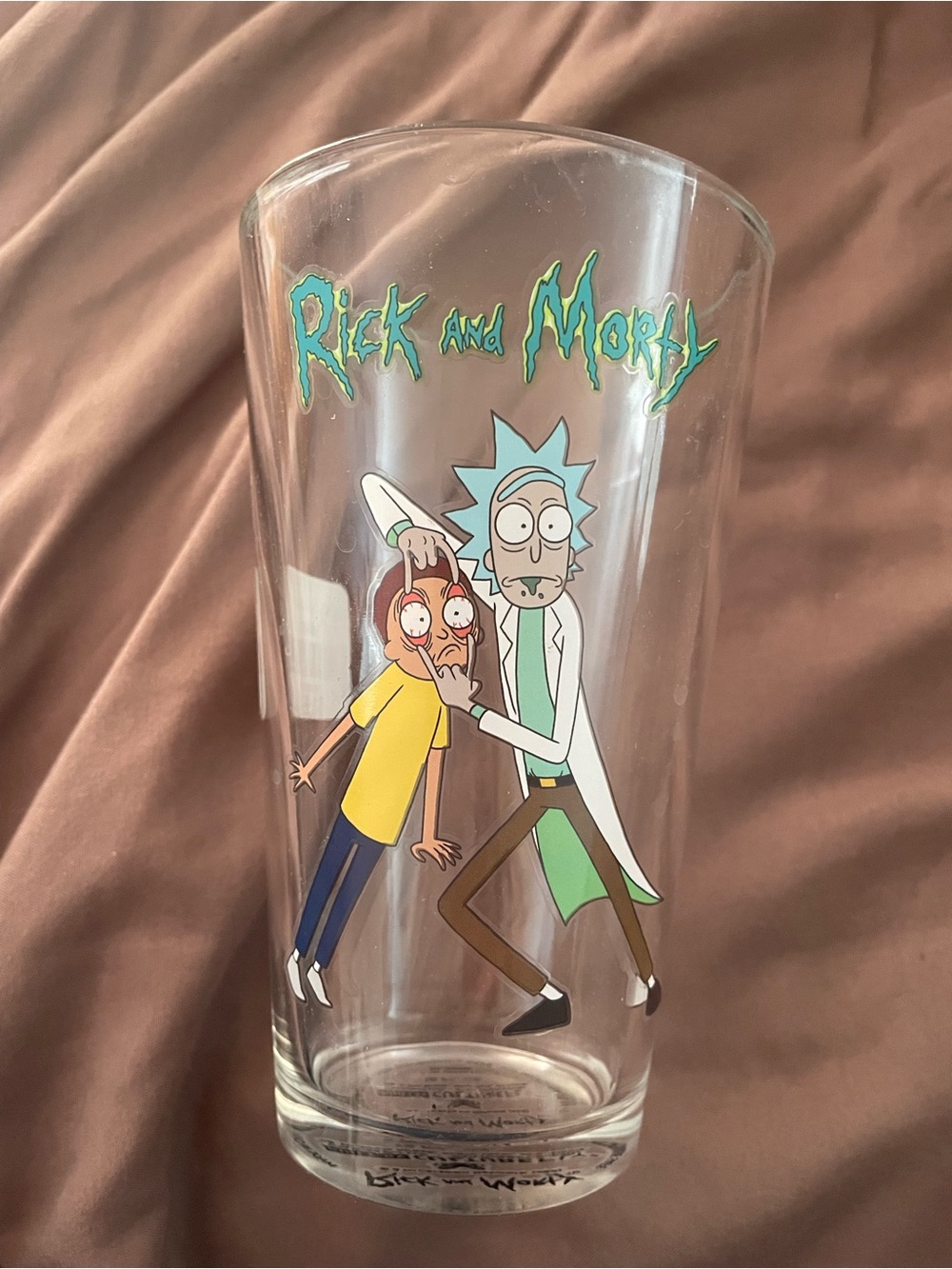 Rick and Morty Logo Pint Glass - Clear with Multicolor Graphic